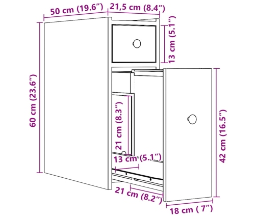 Šaurs Vannasistabas Skapis Ar Riteņiem, Pelēka Ozola Krāsa Vidaxl