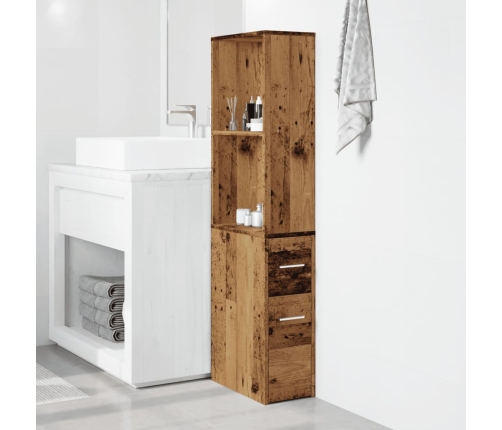 Šaurs Vannasistabas Skapis Ar Riteņiem, Veca Koka Krāsā Vidaxl