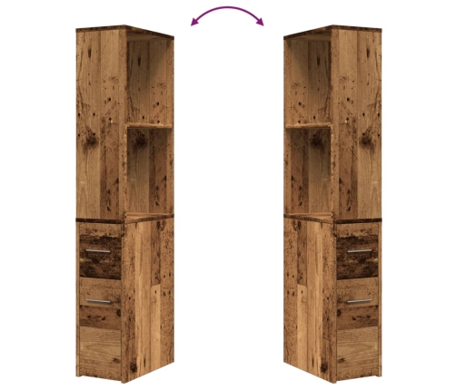 Šaurs Vannasistabas Skapis Ar Riteņiem, Veca Koka Krāsā Vidaxl