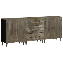 3 Daļu Bufetes Gaiši Pelēkas 60X33,5X75 Cm Masīvkoka Mango Vidaxl