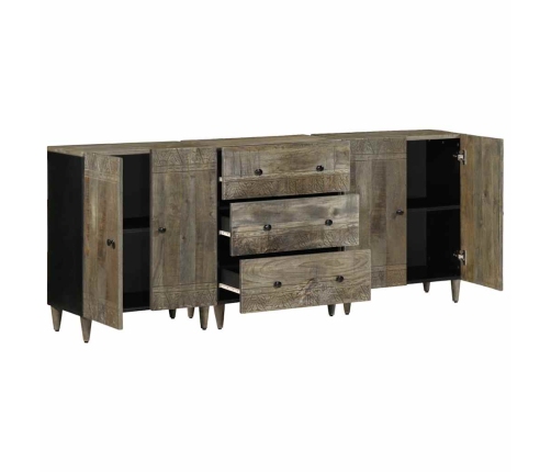 3 Daļu Bufetes Gaiši Pelēkas 60X33,5X75 Cm Masīvkoka Mango Vidaxl