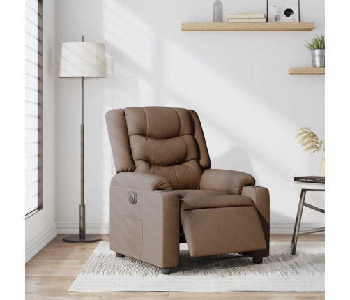 vidaXL elektrisks atpūtas krēsls, atgāžams, brūns audums
