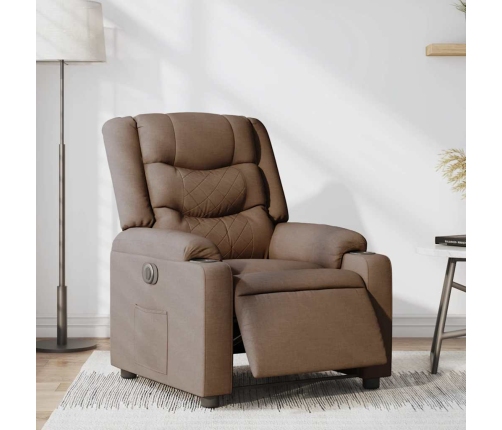 vidaXL elektrisks atpūtas krēsls, atgāžams, brūns audums