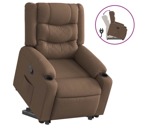 vidaXL atpūtas krēsls, paceļams, atgāžams, brūns audums
