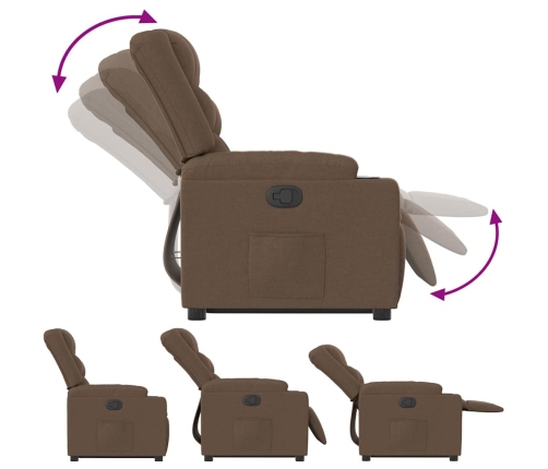 vidaXL atpūtas krēsls, paceļams, atgāžams, brūns audums