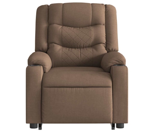 vidaXL elektrisks atpūtas krēsls, paceļams, atgāžams, brūns audums