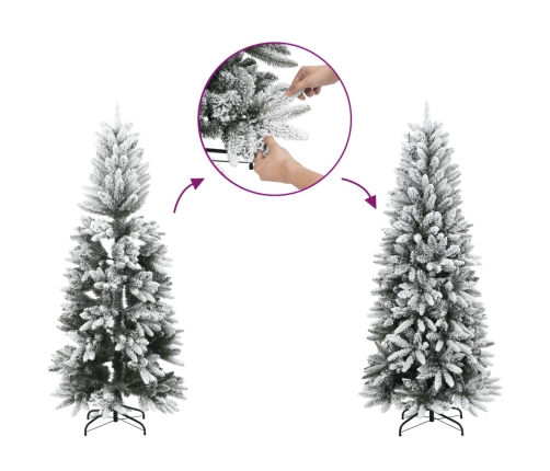 vidaXL mākslīgā Ziemassvētku egle ar sniegu, šaura, 120 cm, PVC&PE