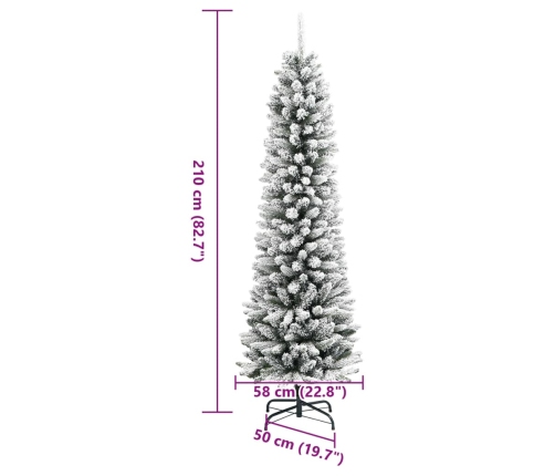 Mākslīgā Ziemassvētku Egle Ar Sniegu, Šaura, 210 Cm, Pvc&Pe Vidaxl