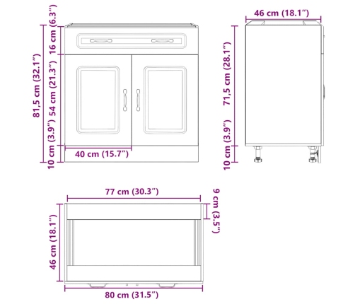 vidaXL virtuves apakšējai skapītis, Kalmar, balts, inženierijas koks