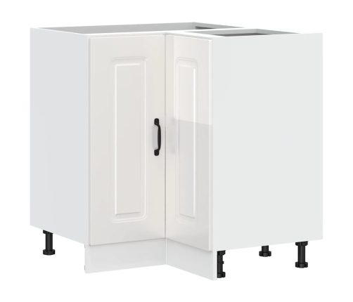 Virtuves Stūra Skapis, Kalmar, Spīdīgi Balta, Inženierijas Koks Vidaxl