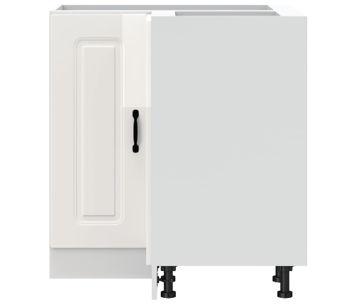 Virtuves Stūra Skapis, Kalmar, Spīdīgi Balta, Inženierijas Koks Vidaxl