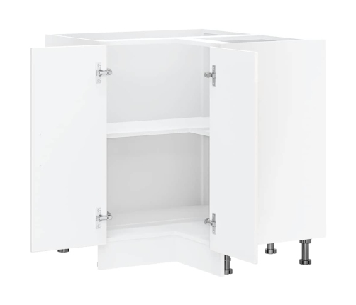 Virtuves Stūra Skapis, Kalmar, Spīdīgi Balta, Inženierijas Koks Vidaxl