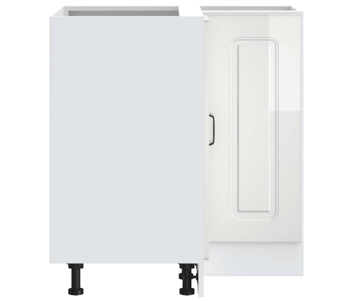 Virtuves Stūra Skapis, Kalmar, Spīdīgi Balta, Inženierijas Koks Vidaxl