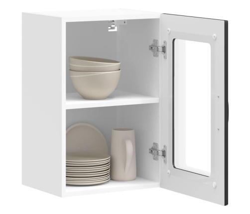 vidaXL virtuves sienas skapis ar stikla durvīm Kalmar melns