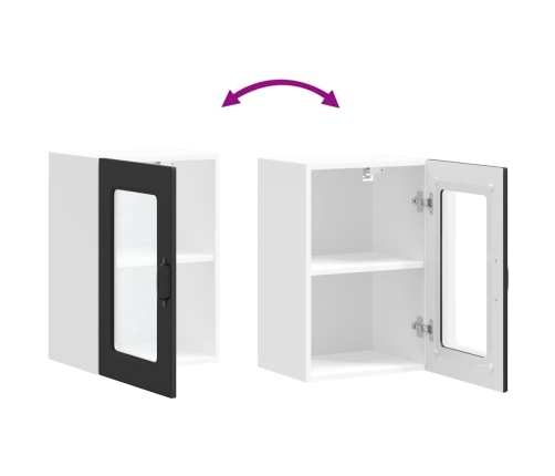 vidaXL virtuves sienas skapis ar stikla durvīm Kalmar melns