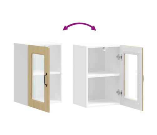 vidaXL virtuves sienas skapis ar stikla durvīm Kalmar ozolkoka krāsa