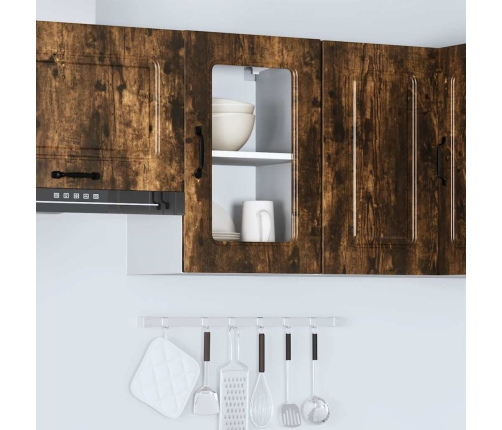 vidaXL virtuves sienas skapis ar stikla durvīm Kalmar ozolkoka krāsa