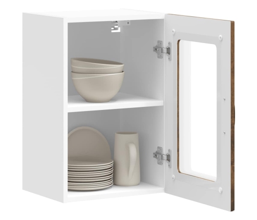 vidaXL virtuves sienas skapis ar stikla durvīm Kalmar ozolkoka krāsa