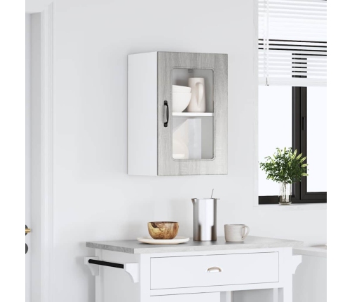 vidaXL virtuves sienas skapis ar stikla durvīm Kalmar pelēka koka