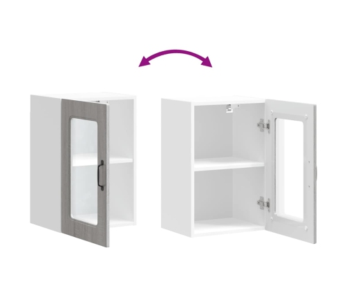 vidaXL virtuves sienas skapis ar stikla durvīm Kalmar pelēka koka