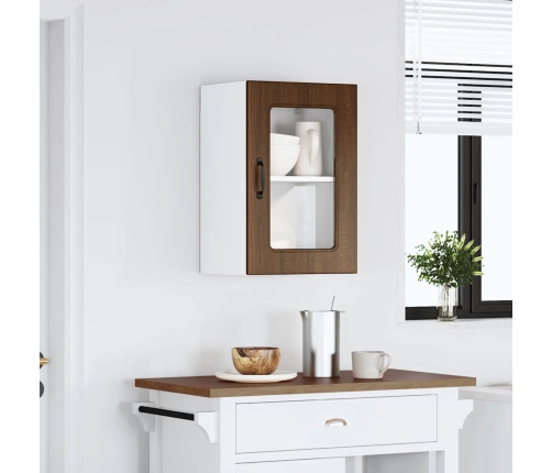 Virtuves Sienas Skapis Ar Stikla Durvīm Kalmar Brūna Ozola Vidaxl