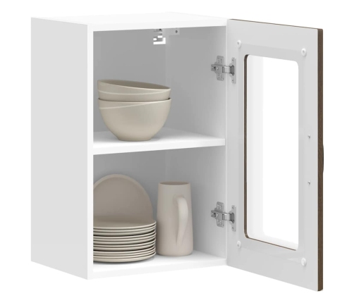 Virtuves Sienas Skapis Ar Stikla Durvīm Kalmar Brūna Ozola Vidaxl