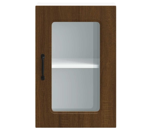 Virtuves Sienas Skapis Ar Stikla Durvīm Kalmar Brūna Ozola Vidaxl