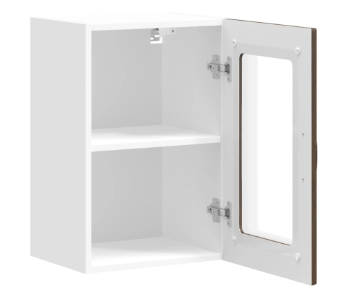 Virtuves Sienas Skapis Ar Stikla Durvīm Kalmar Brūna Ozola Vidaxl