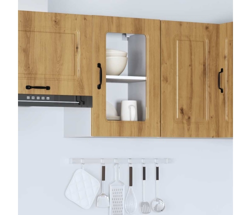 Virtuves Sienas Skapis Ar Stikla Durvīm Kalmar Koka Krāsā Vidaxl