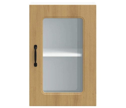 Virtuves Sienas Skapis Ar Stikla Durvīm Kalmar Koka Krāsā Vidaxl