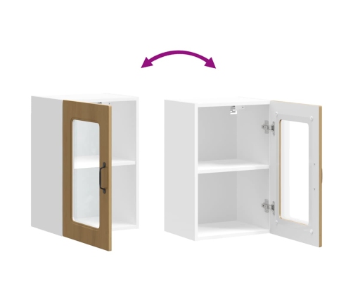 Virtuves Sienas Skapis Ar Stikla Durvīm Kalmar Koka Krāsā Vidaxl