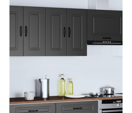 vidaXL virtuves sienas skapītis, Kalmar, melns, inženierijas koks