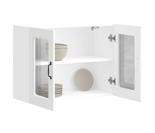 Virtuves Sienas Skapis Ar Stikla Durvīm Kalmar Balts Vidaxl