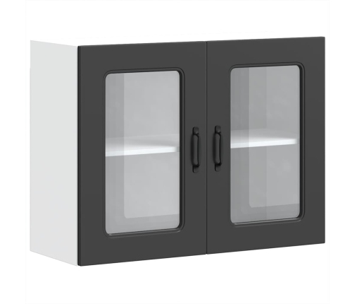 vidaXL virtuves sienas skapis ar stikla durvīm Kalmar melns