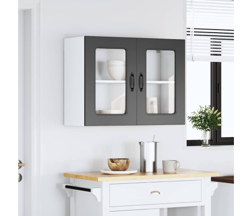 vidaXL virtuves sienas skapis ar stikla durvīm Kalmar melns