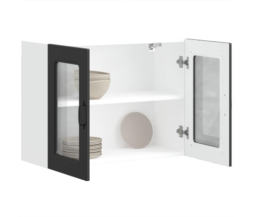 vidaXL virtuves sienas skapis ar stikla durvīm Kalmar melns