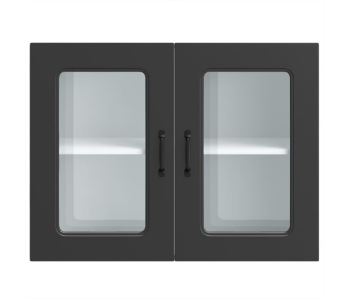 vidaXL virtuves sienas skapis ar stikla durvīm Kalmar melns