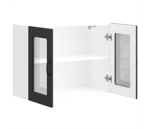 vidaXL virtuves sienas skapis ar stikla durvīm Kalmar melns