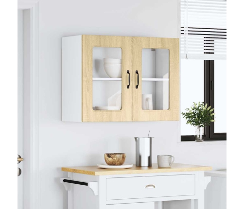 Virtuves Sienas Skapis Ar Stikla Durvīm Kalmar Ozolkoka Krāsa Vidaxl