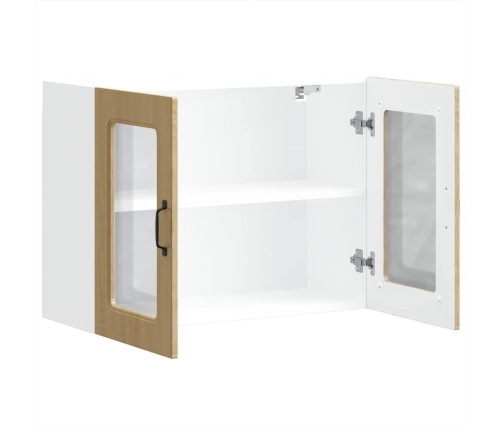 Virtuves Sienas Skapis Ar Stikla Durvīm Kalmar Ozolkoka Krāsa Vidaxl