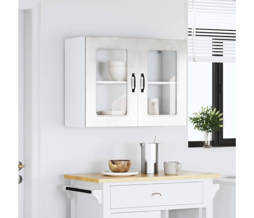 Virtuves Sienas Skapis Ar Stikla Durvīm Kalmar Betona Pelēks Vidaxl