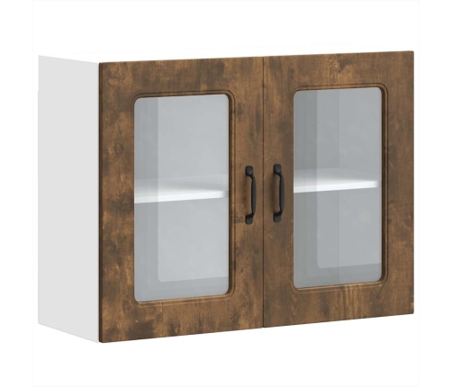 Virtuves Sienas Skapis Ar Stikla Durvīm Kalmar Ozolkoka Krāsa Vidaxl