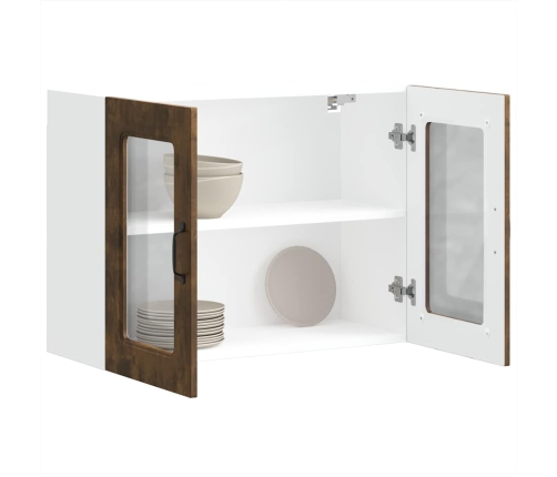 Virtuves Sienas Skapis Ar Stikla Durvīm Kalmar Ozolkoka Krāsa Vidaxl