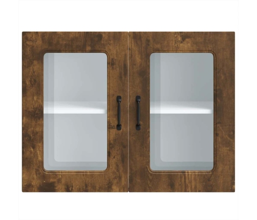 Virtuves Sienas Skapis Ar Stikla Durvīm Kalmar Ozolkoka Krāsa Vidaxl