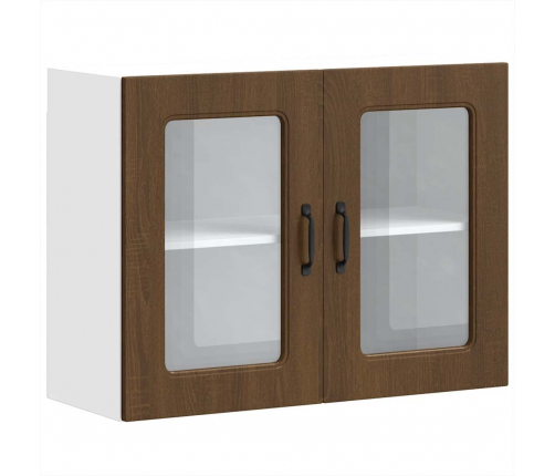 vidaXL virtuves sienas skapis ar stikla durvīm Kalmar brūna ozola