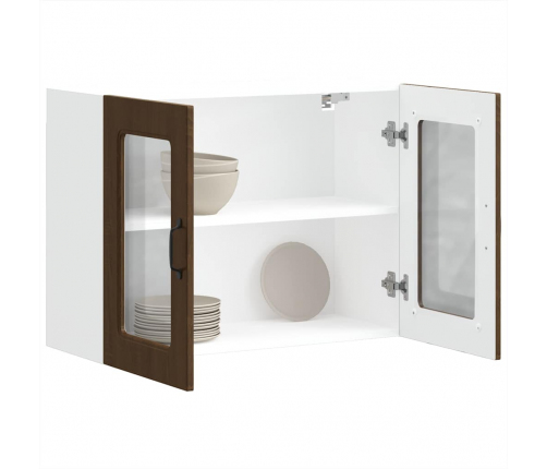 vidaXL virtuves sienas skapis ar stikla durvīm Kalmar brūna ozola