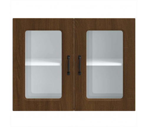 vidaXL virtuves sienas skapis ar stikla durvīm Kalmar brūna ozola