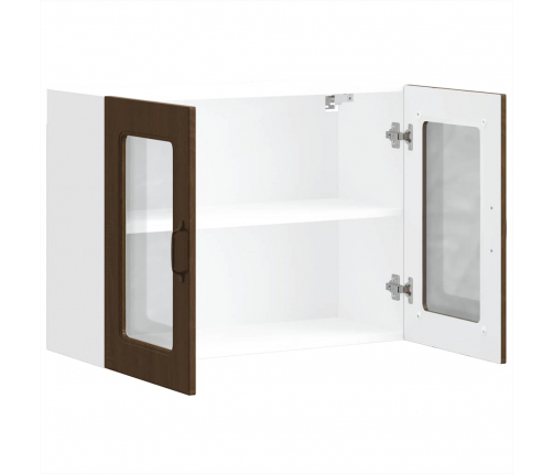 vidaXL virtuves sienas skapis ar stikla durvīm Kalmar brūna ozola