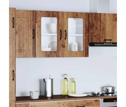 vidaXL virtuves sienas skapis ar stikla durvīm Kalmar veca koka