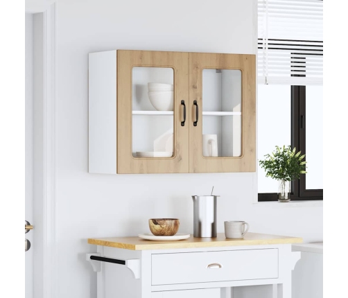 vidaXL virtuves sienas skapis ar stikla durvīm Kalmar koka krāsā